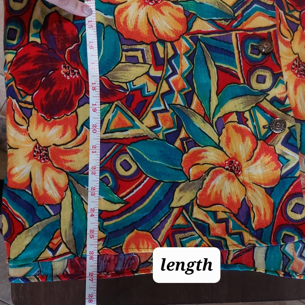 Vintage 80s Maggie McNaughton Plus Size 20W Colorful Hawaiian Floral Flowy Top - Picture 11 of 11